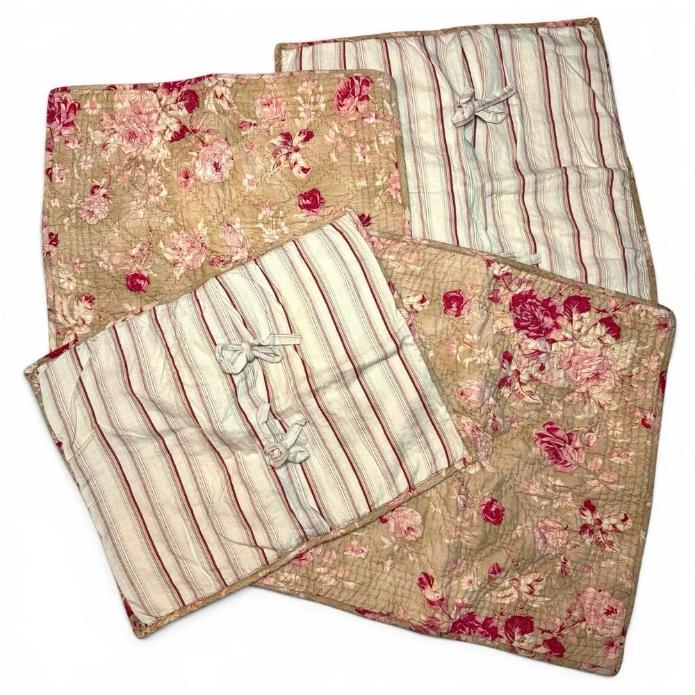Pottery Barn Full/Queen Quilt Set Vintage Floral 5pc French Country Shabby Chic